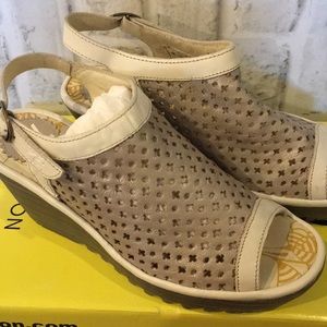 Authentic! Fly London Wedge Sling Back Sandals. USA 6.5. NIB.